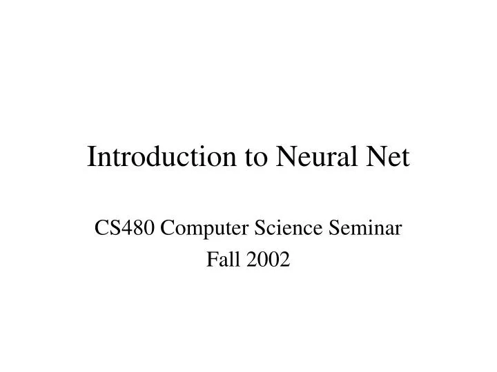 introduction to neural net