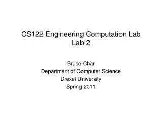 CS122 Engineering Computation Lab Lab 2