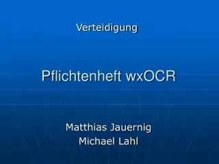 pflichtenheft wxocr