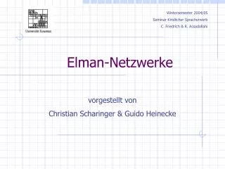 elman netzwerke