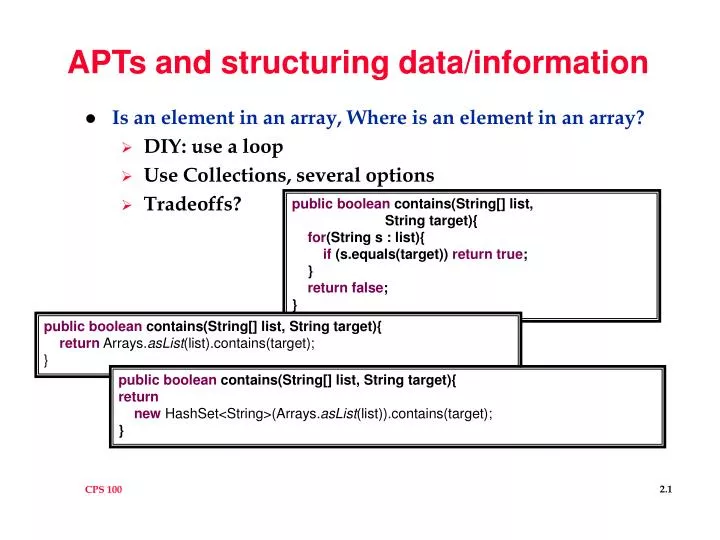 apts and structuring data information