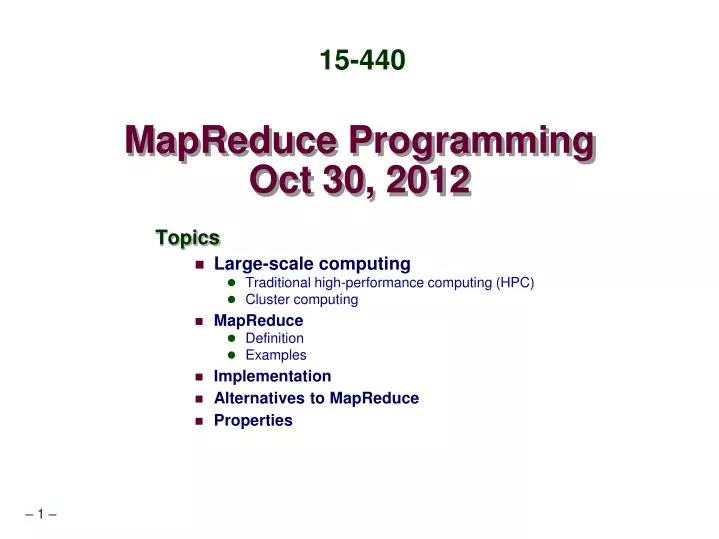 mapreduce programming oct 30 2012