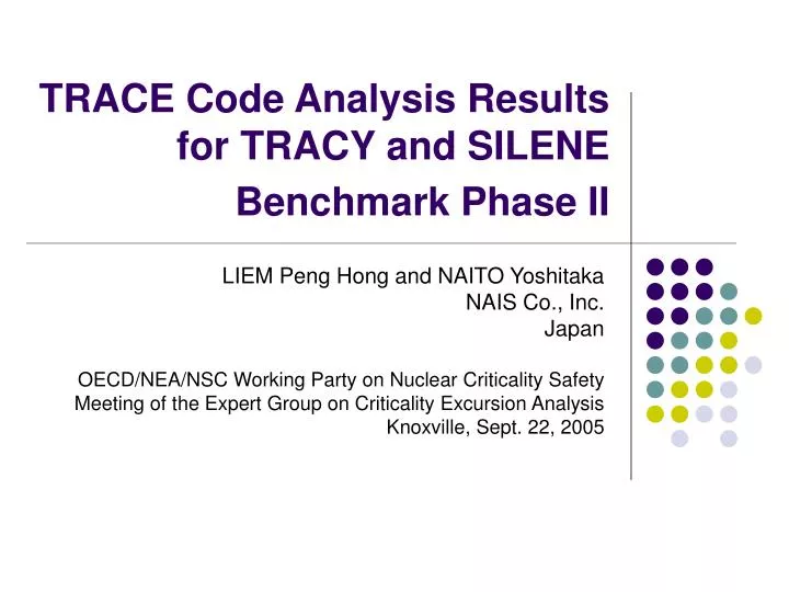 trace code analysis results for tracy and silene benchmark phase ii