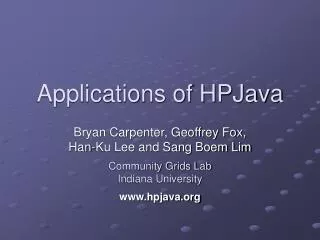 Applications of HPJava