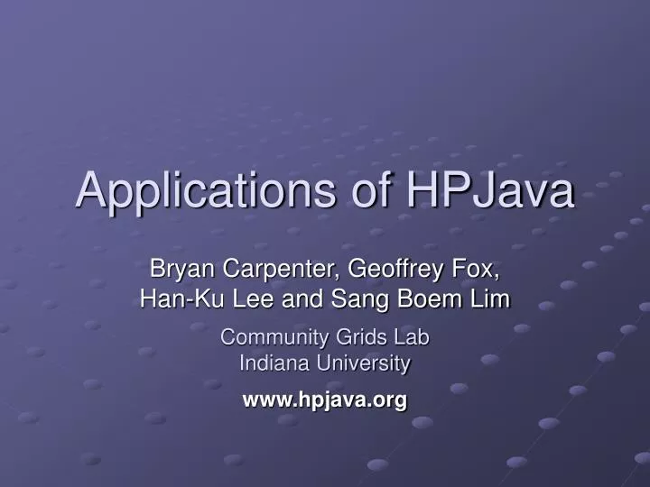 applications of hpjava