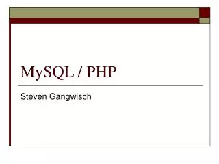 MySQL / PHP