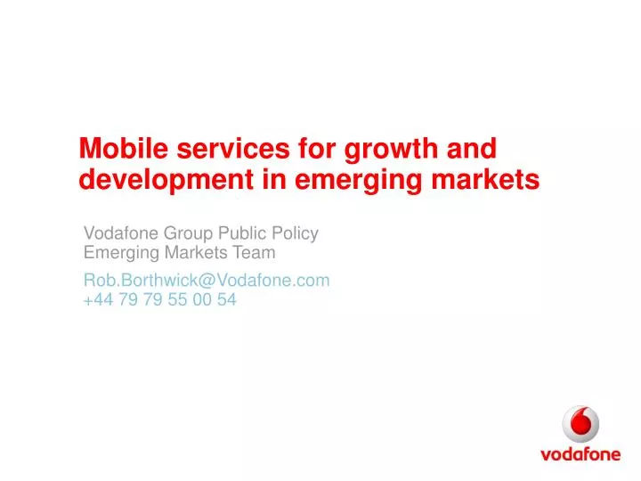 mobile services for growth and development in emerging markets
