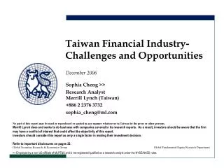 Taiwan Financial Industry- Challenges and Opportunities