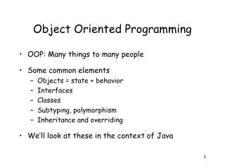 Object Oriented Programming