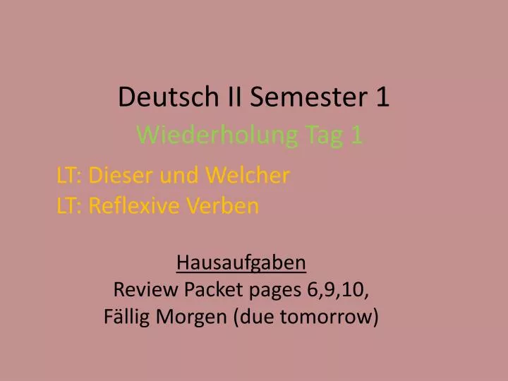 deutsch ii semester 1
