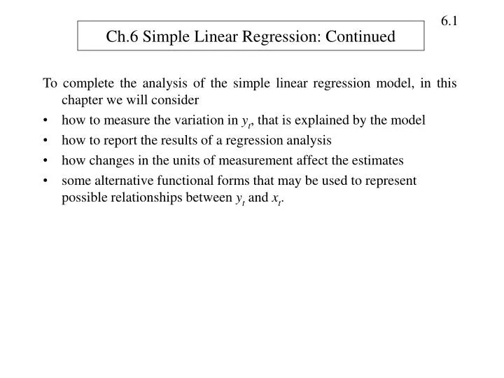 ch 6 simple linear regression continued