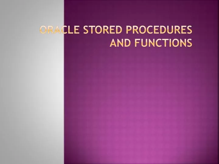 oracle stored procedures and functions
