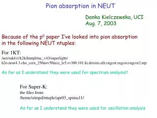 Pion absorption in NEUT