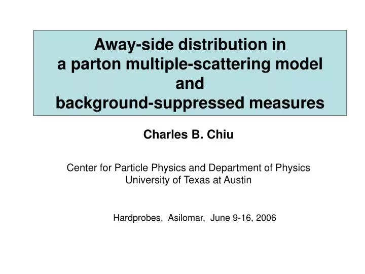 away side distribution in a parton multiple scattering model and background suppressed measures
