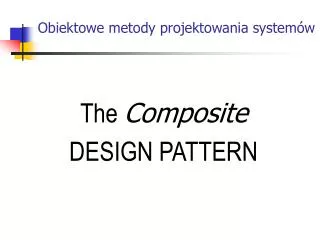 obiektowe metody projektowania system w