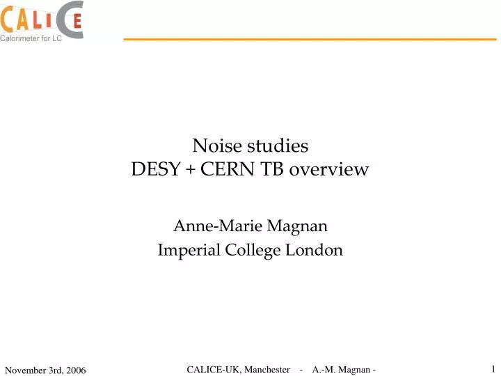 noise studies desy cern tb overview