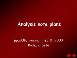 Analysis note plans