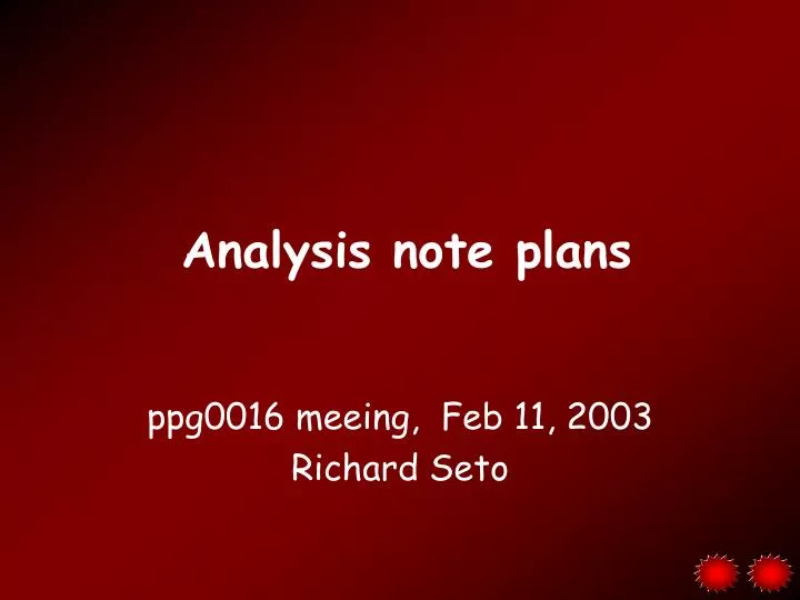 analysis note plans