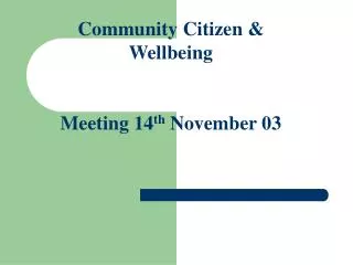 Community Citizen &amp; Wellbeing Meeting 14 th November 03