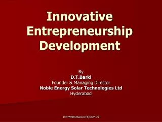 Innovative Entrepreneurship Development