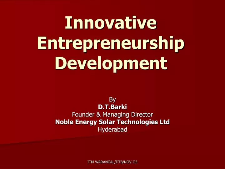 innovative entrepreneurship development