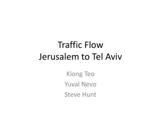 Traffic Flow Jerusalem to Tel Aviv