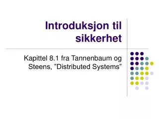 introduksjon til sikkerhet