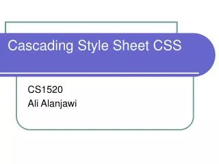 Cascading Style Sheet CSS