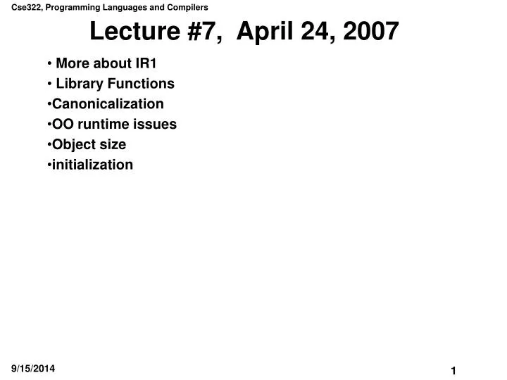 lecture 7 april 24 2007