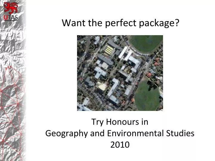 try honours in geography and environmental studies 2010