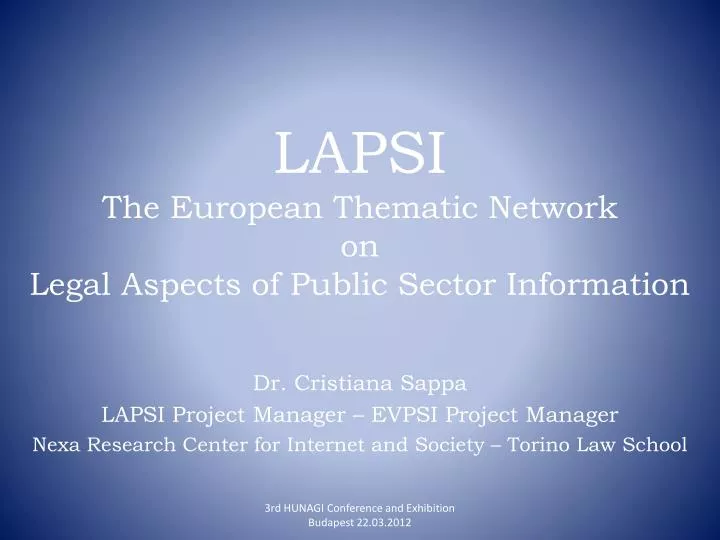 lapsi the european thematic network on legal aspects of public sector information