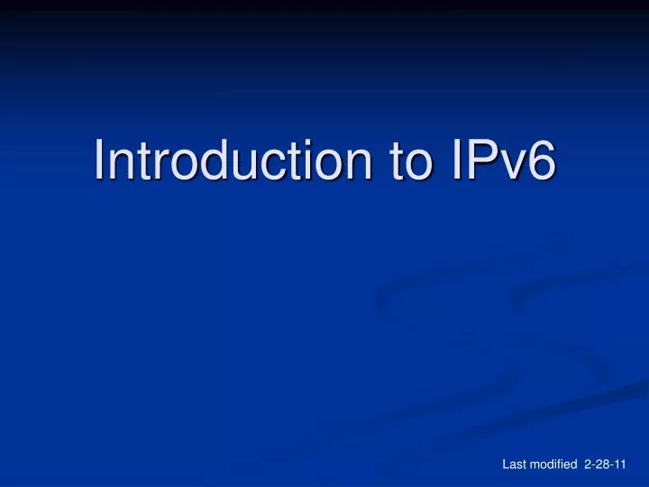 introduction to ipv6
