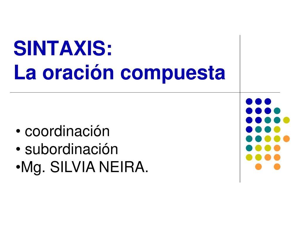 PPT - SINTAXIS: La oración compuesta PowerPoint Presentation, free ...