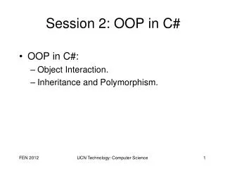 Session 2: OOP in C#