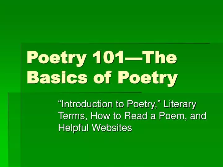poetry 101 the basics of poetry