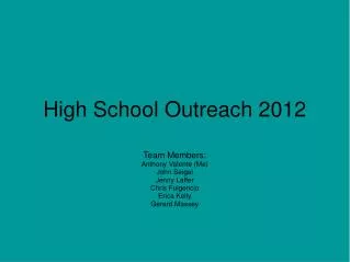 High School Outreach 2012