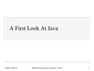 A First Look At Java