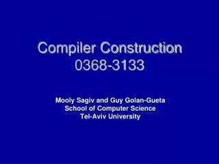 Compiler Construction 0368-3133