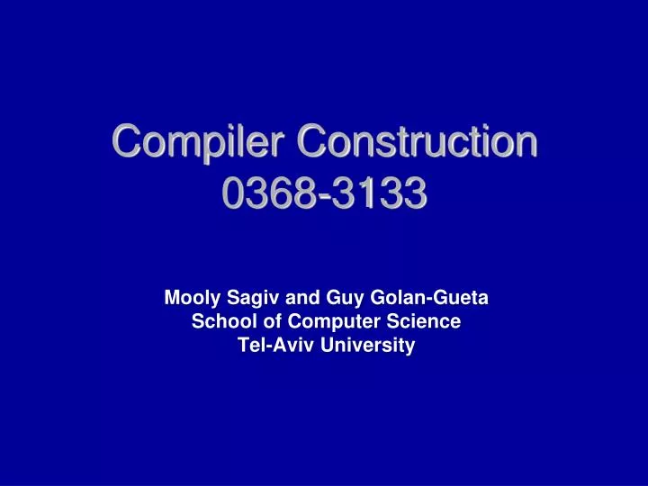 compiler construction 0368 3133