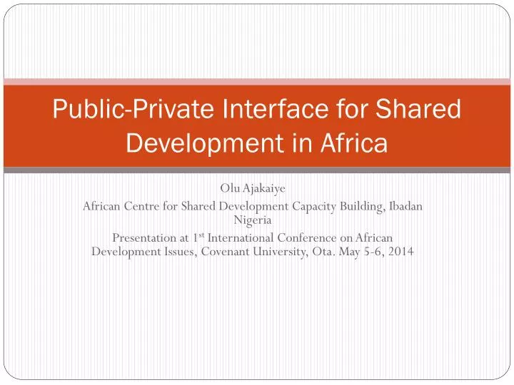 public private interface for shared development in africa