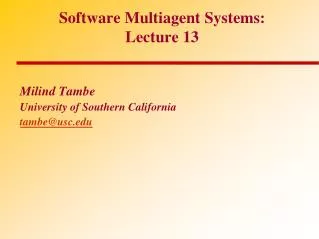 Software Multiagent Systems: Lecture 13