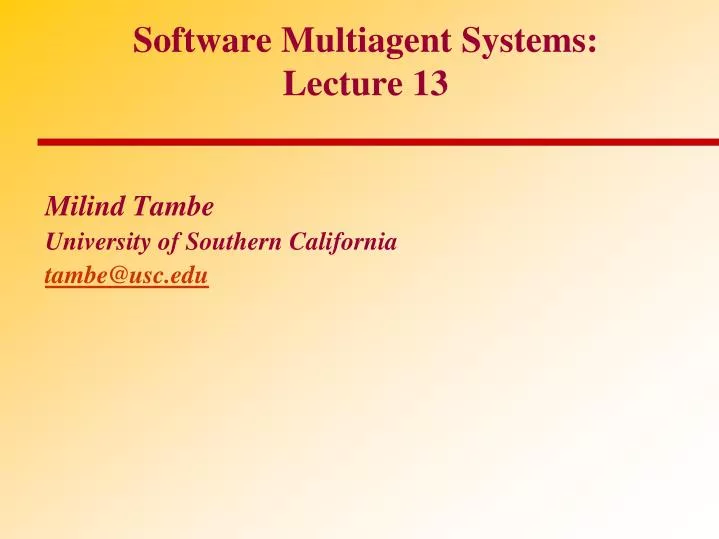 software multiagent systems lecture 13