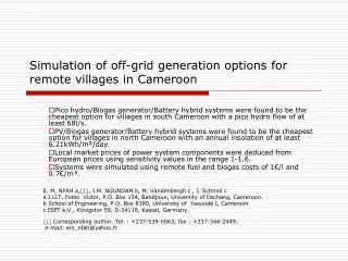 Simulation of off-grid generation options for remote villages in Cameroon