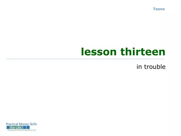 lesson thirteen