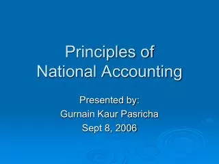 Principles of National Accounting