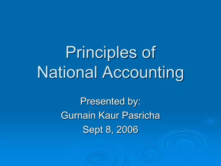 principles of national accounting