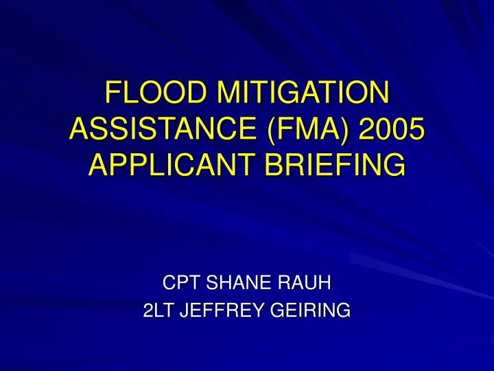 flood mitigation assistance fma 2005 applicant briefing