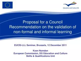 Proposal for a Council Recommendation on the validation of non-formal and informal learning
