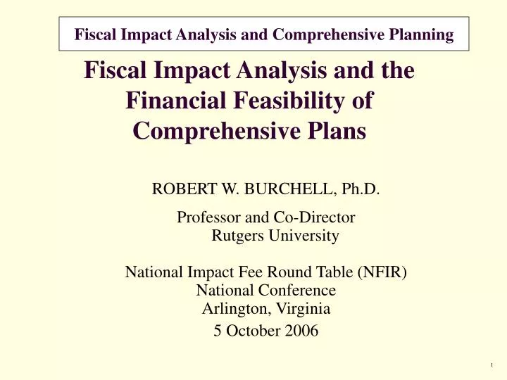 fiscal impact analysis and the financial feasibility of comprehensive plans