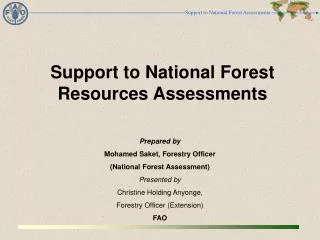 Support to National Forest Resources Assessments
